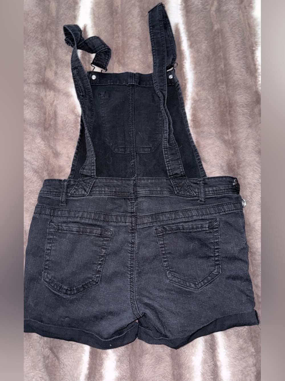 Wallflower Black Denim Overall shorts with Buckle Straps - Picture 3 of 3